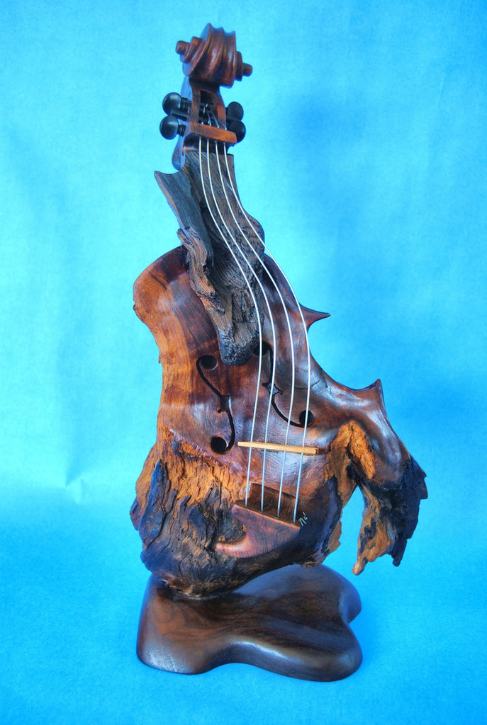 Bruce MenNe' - "Alameda" Surreal Single Violin Wood Sculpture