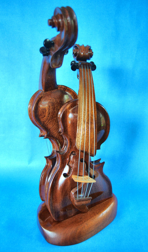 Bruce MenNe' - "Prom Night" Surreal Double Violin Wood Sculpture