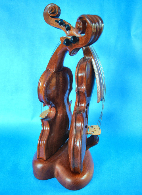 Bruce MenNe' - "Prom Night" Surreal Double Violin Wood Sculpture