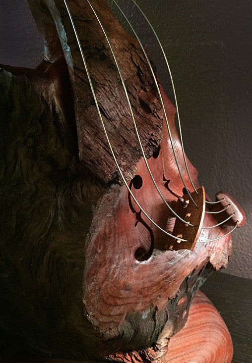 Bruce MenNe' - "Redwood Burl" Surreal Violin Wood Sculpture