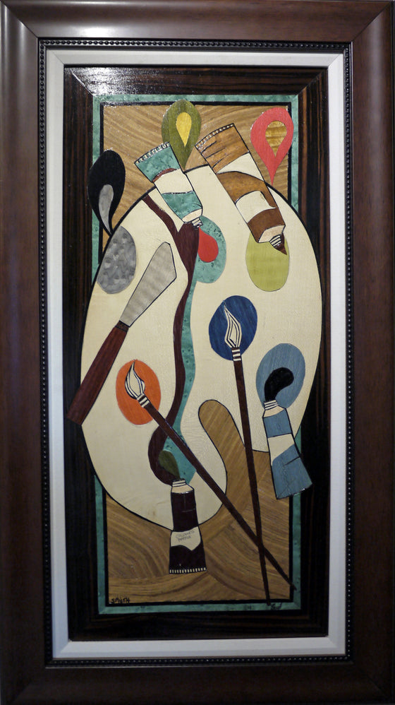 Errol P. Bruce - "Spilled" Wood Inlay Marquetry
