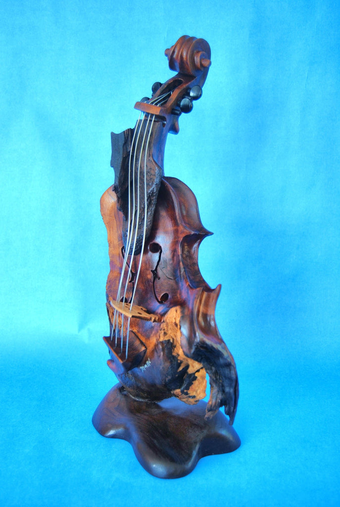 Bruce MenNe' - "Fire of the Phoenix" Surreal Single Violin Wood Sculpture