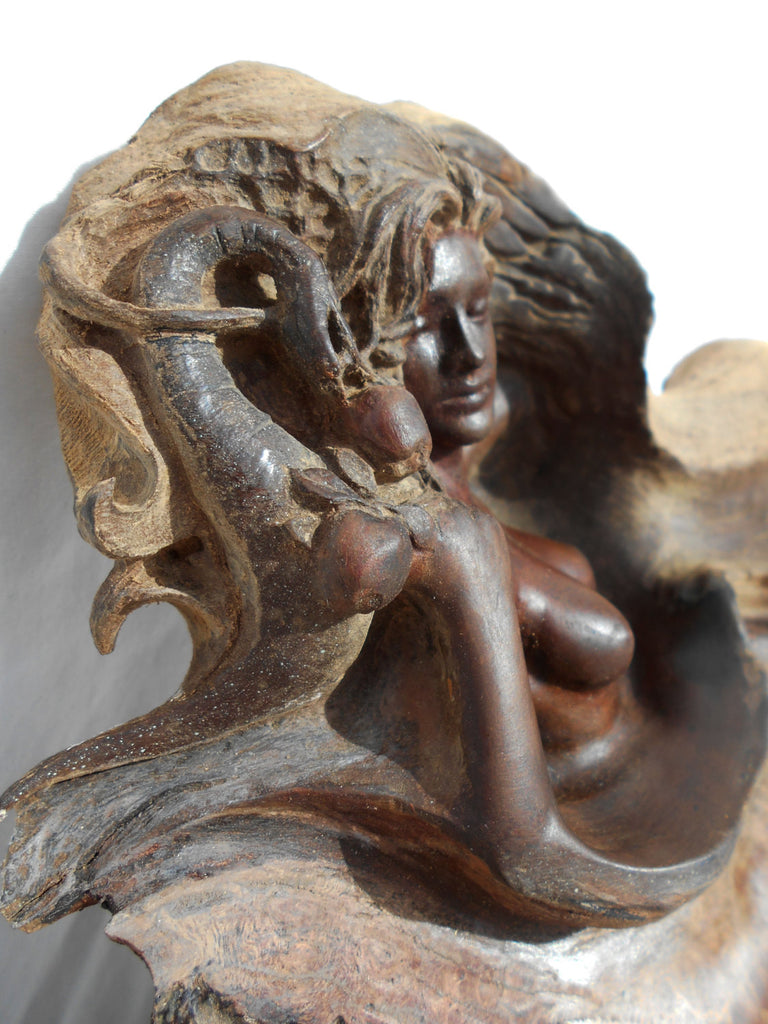 Rick Cain - "Eve and the Serpent" Wood Sculpture
