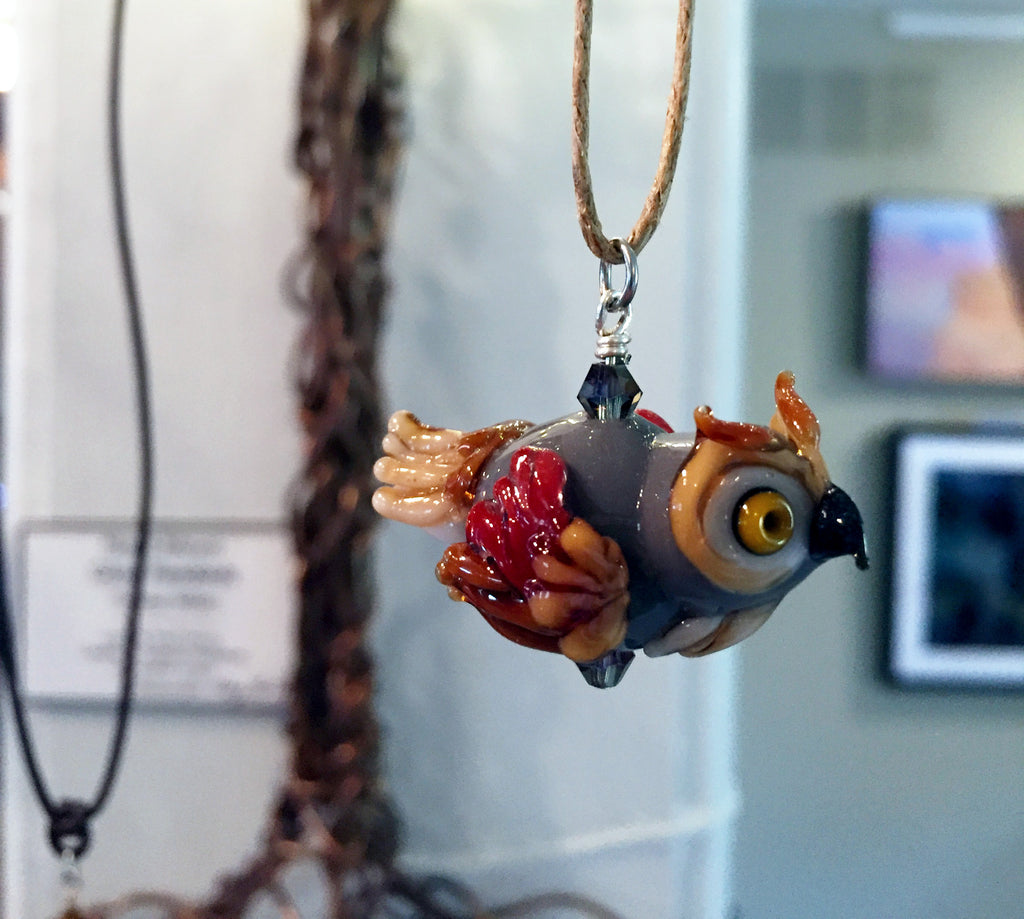 Treena Miles - Owl Blown Glass Pendant