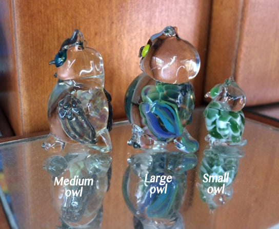 Handblown Glass Owl Figurines by Treena Miles (Set of 3)